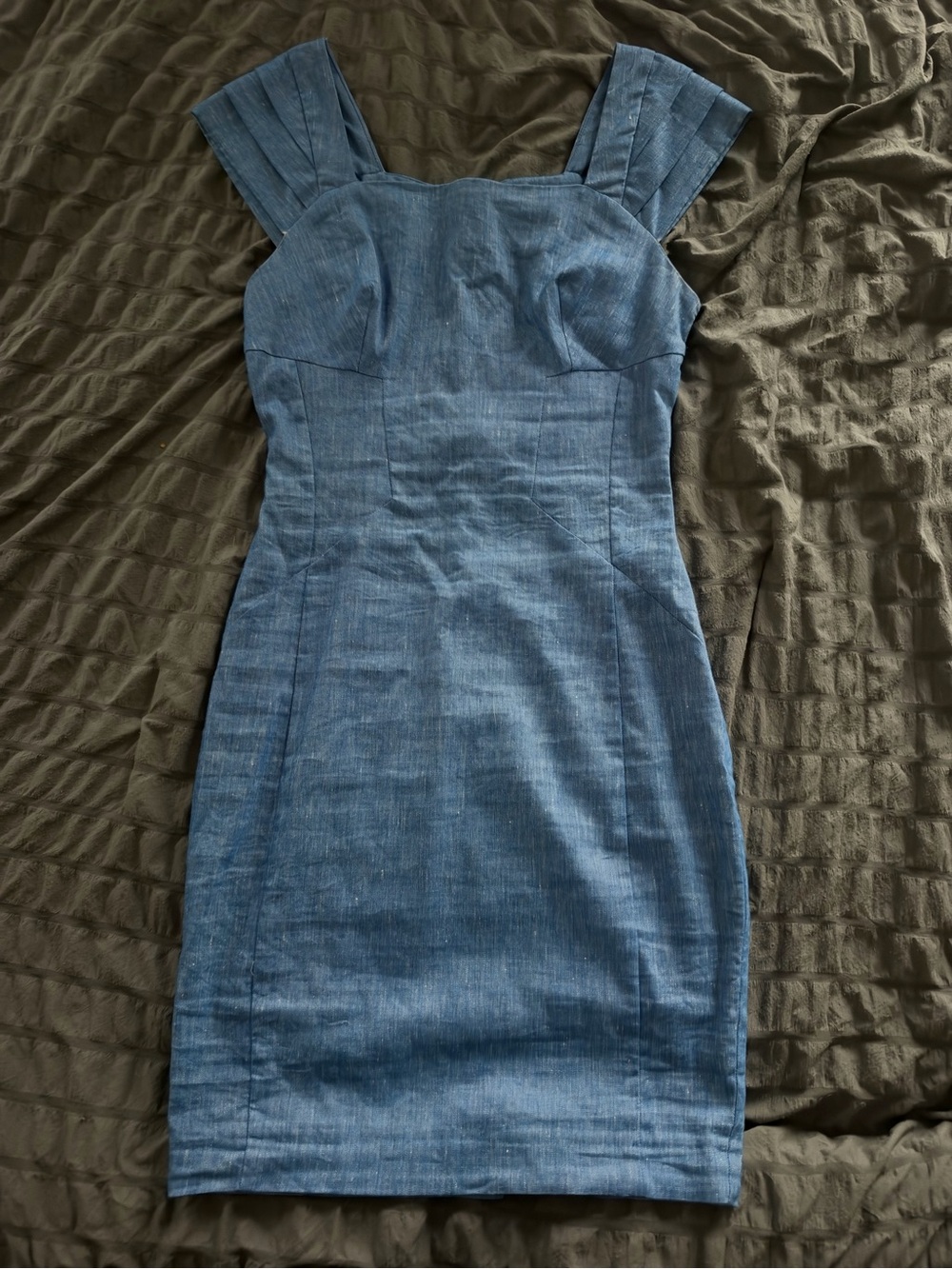 ASOS Denim Square-Neck Mini Dress in Blue
